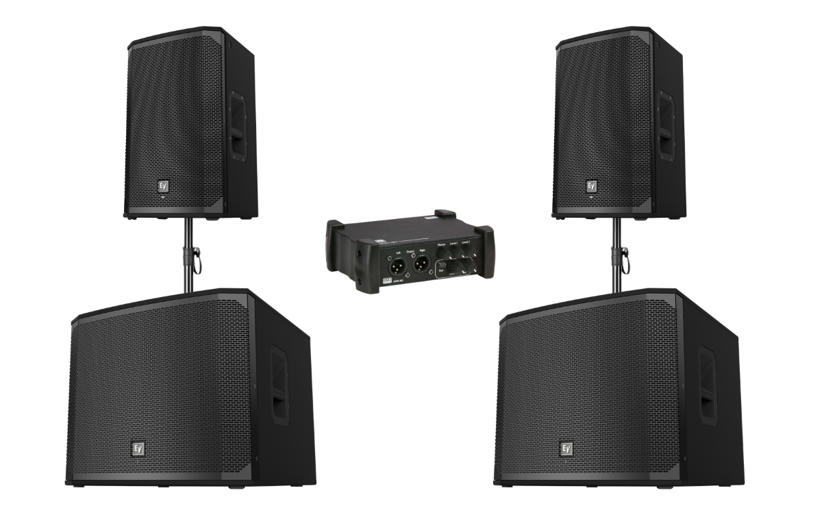Electro Voice Geluidset 3 | 2x Top-Speaker + 2x Subwoofer + DAP 4 kanaals mengtafel